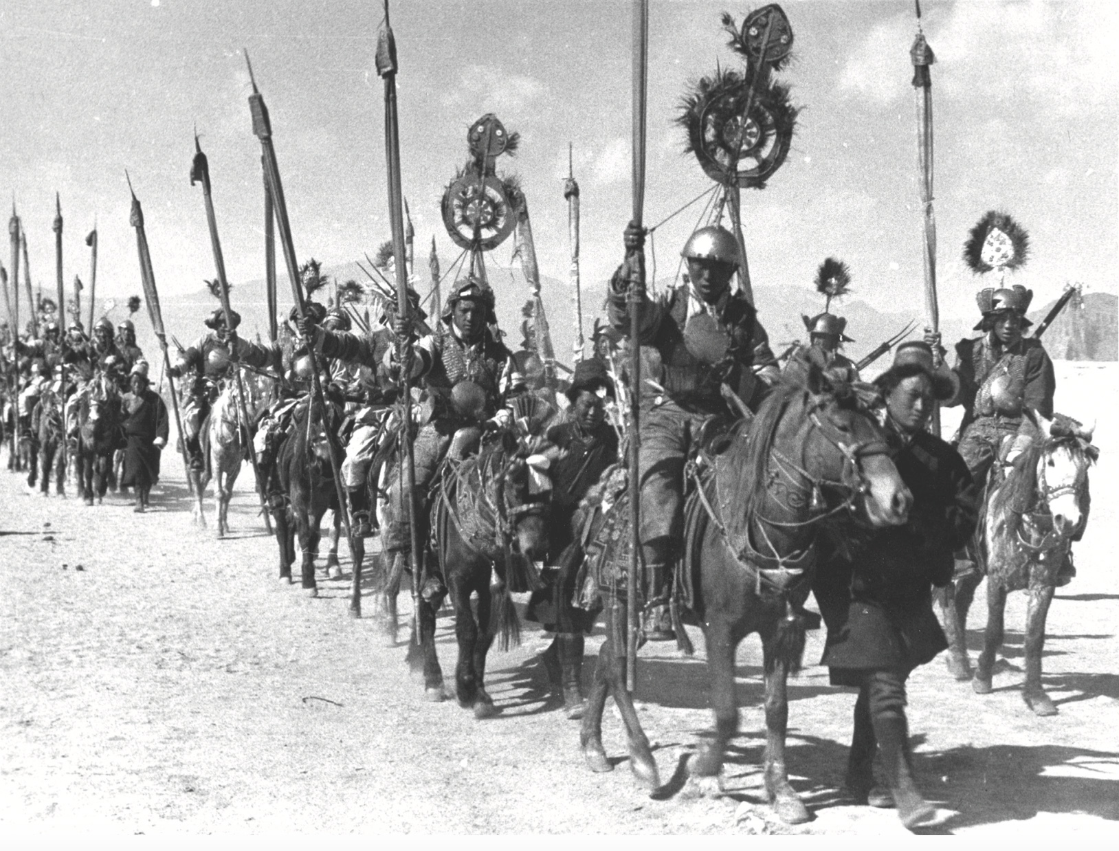 Ernst Schafer Civilians dressed up as 17th century Mongol style cavalry of Gushri Khan 1939 - \
