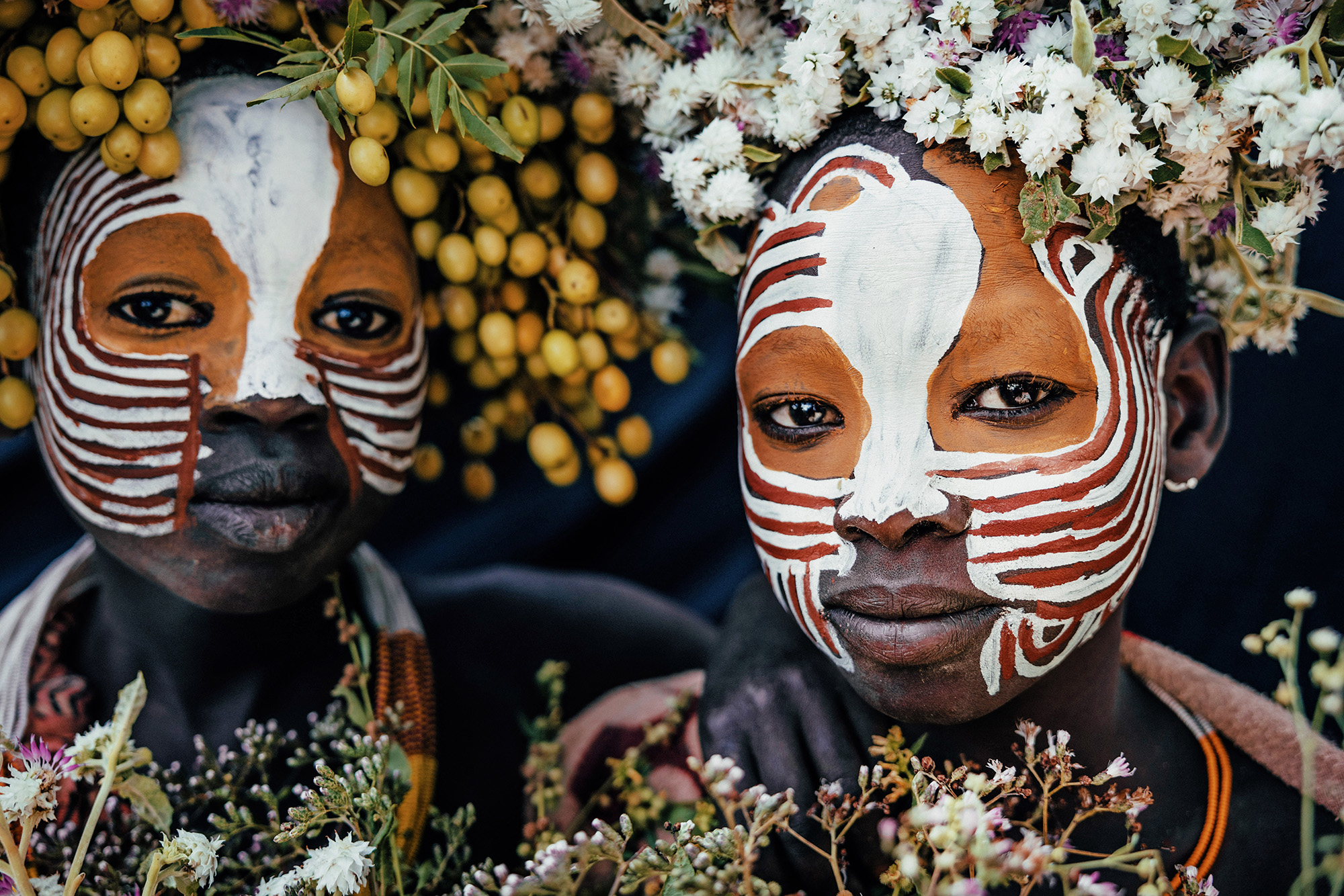 Andrew Eldon Girls in headress Omo Valey Ethiopia 2023 Courtesy of Blue Lotus Gallery - Tribe Blue Lotus |  - 'TRIBE' at Blue Lotus Gallery Hong Kong