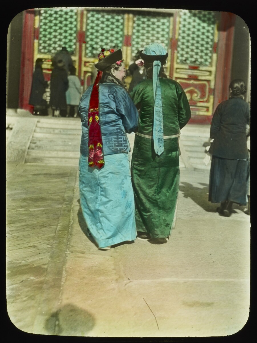 Sidney D Gamble Untitled lantern slide Thanksgiving Day Presidential Review Manchu Women 1918 - Sidney D. Gamble |  - Sidney D. Gamble